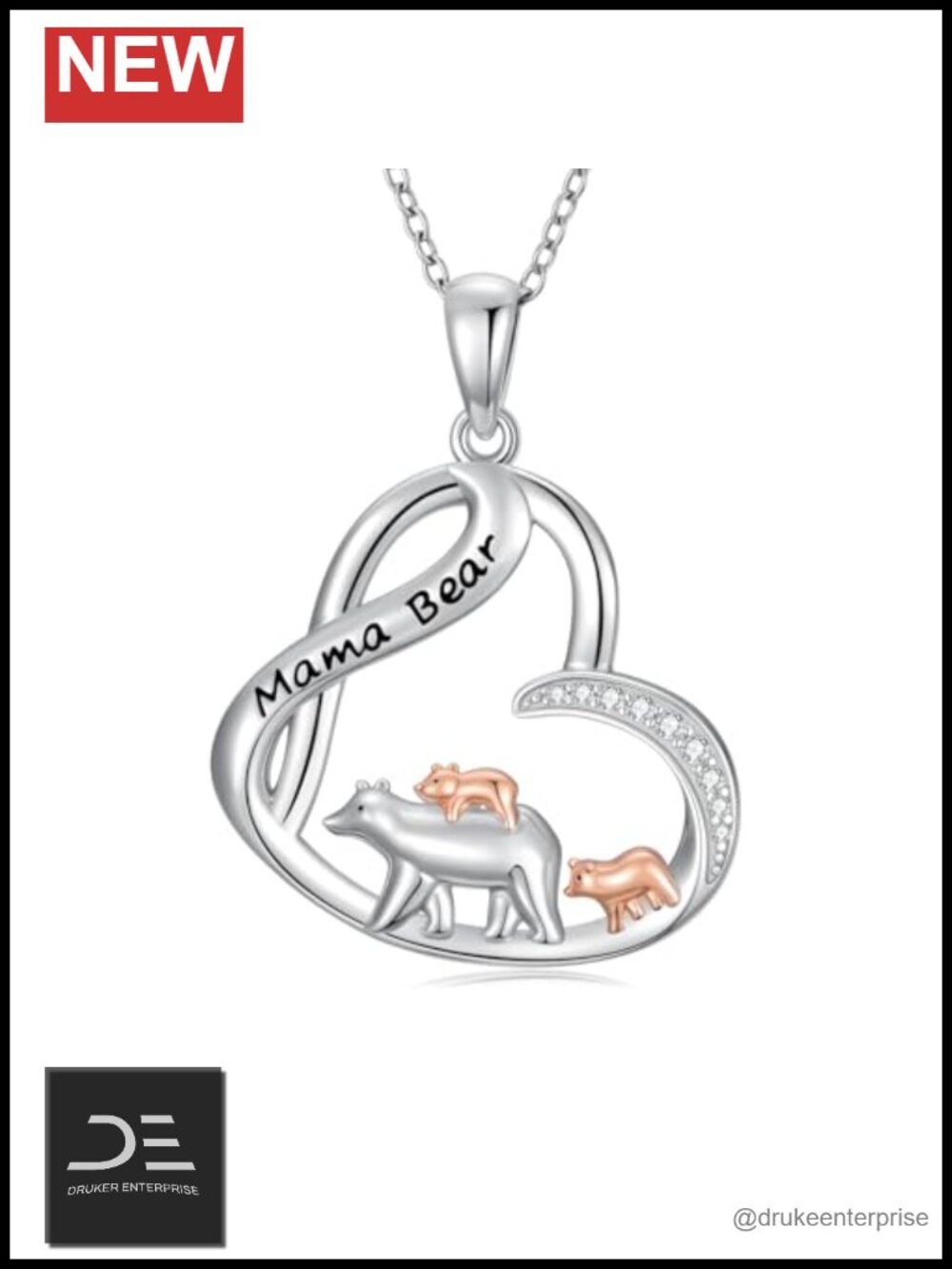 Mama Bear Pendant Necklace 925 Sterling Silver Mothers Day Gift